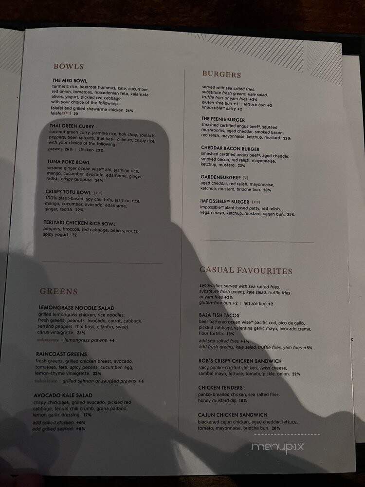 Cactus Club Cafe - Vancouver, BC menu_pic