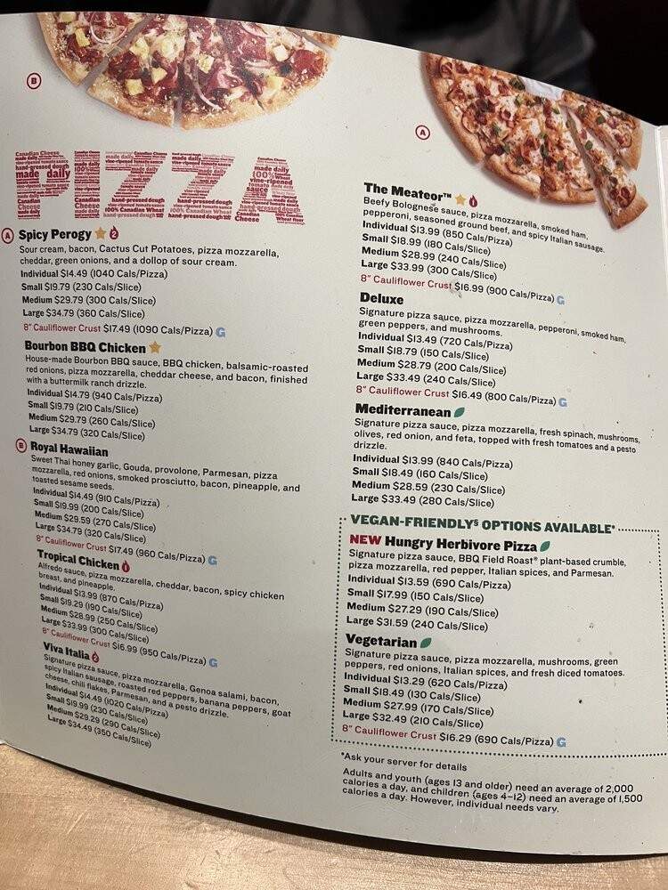 Boston Pizza - Toronto, ON menu_pic