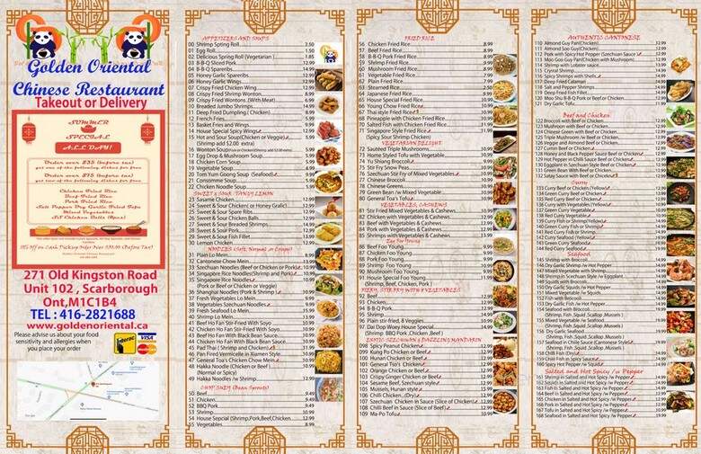 Golden Dish Restaurant - Toronto, ON menu_pic