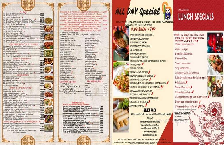 Golden Dish Restaurant - Toronto, ON menu_pic