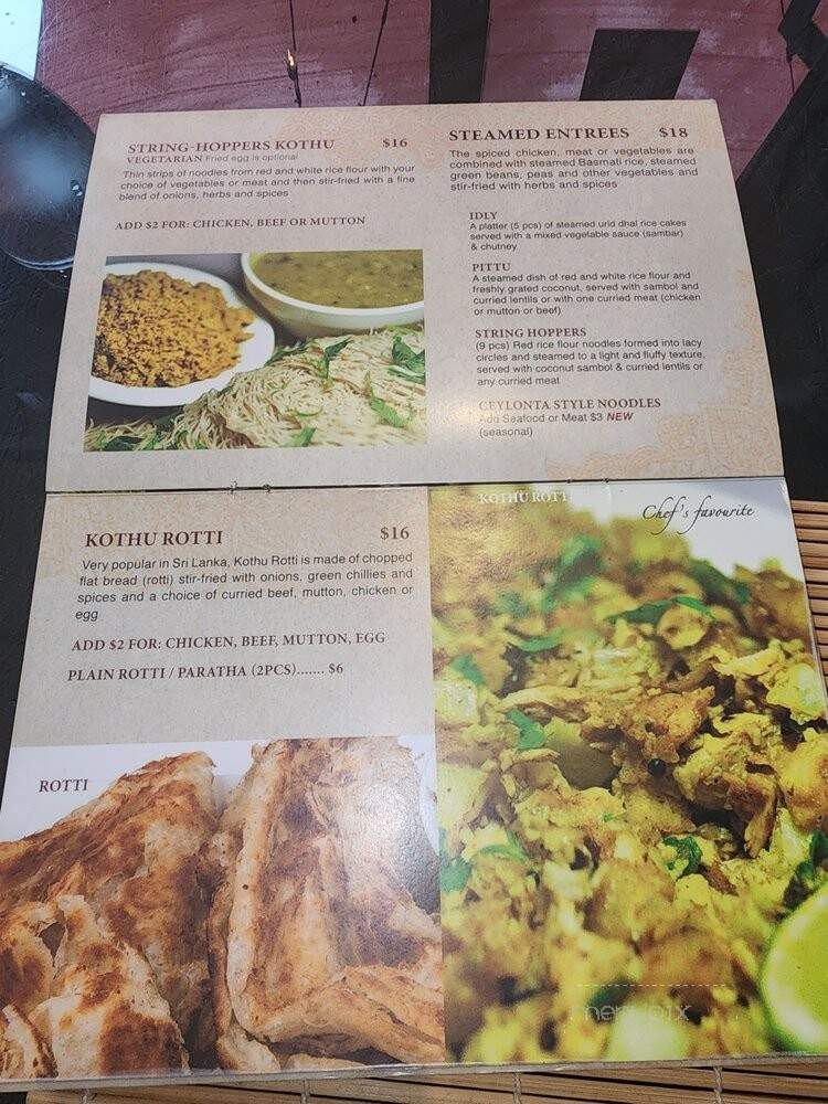 Ceylonta Restaurant - Ottawa, ON menu_pic