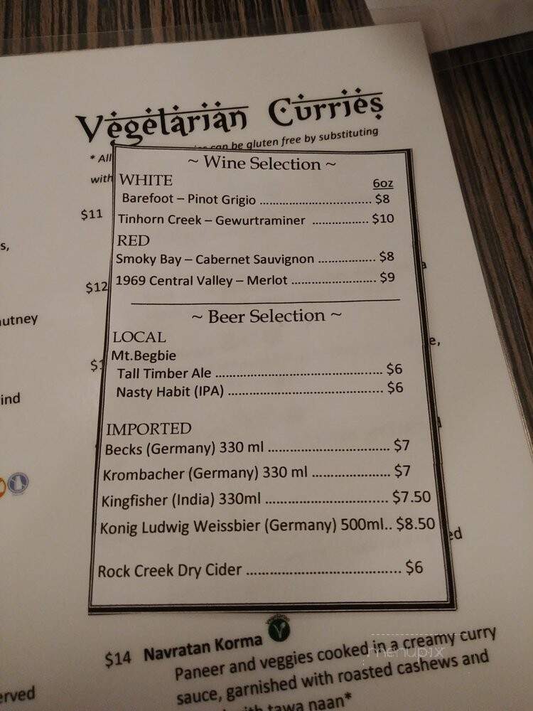 Paramjit's Kitchen - Revelstoke, BC menu_pic