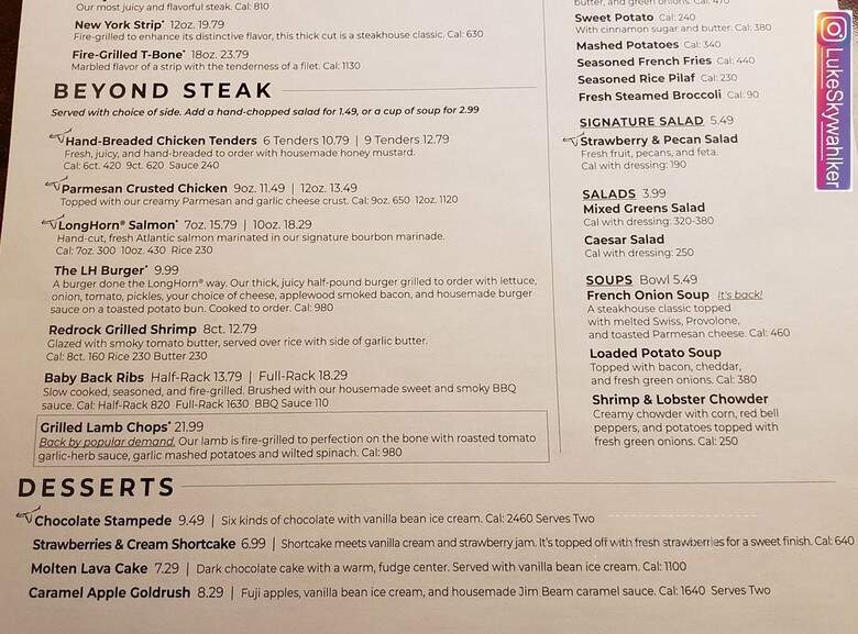 Longhorn's Texas Steakhouse - Winnipeg, MB menu_pic