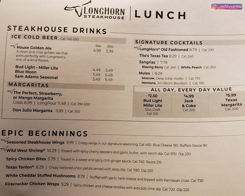 Longhorn's Texas Steakhouse - Winnipeg, MB menu_pic