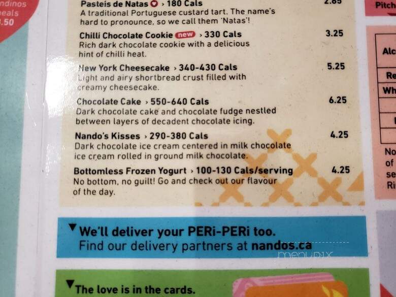 Nando's Chicken - Vancouver, BC menu_pic