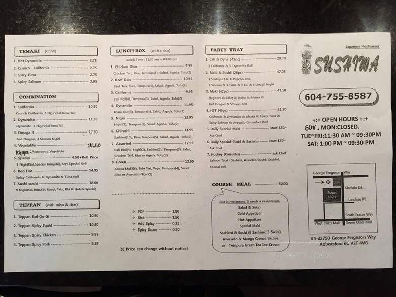 Sushiwa - Abbotsford, BC menu_pic