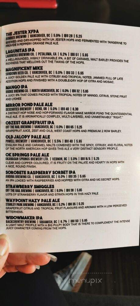 John B. Neighborhood Pub - Coquitlam, BC menu_pic
