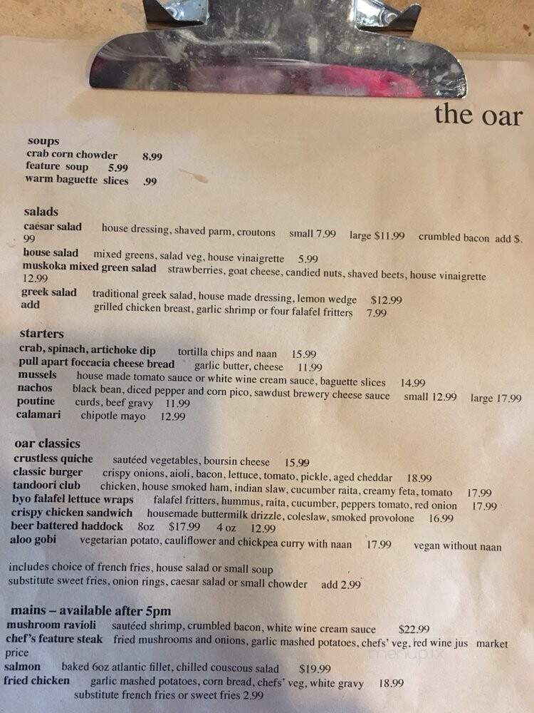 North Restaurant and Lounge - Gravenhurst, ON menu_pic
