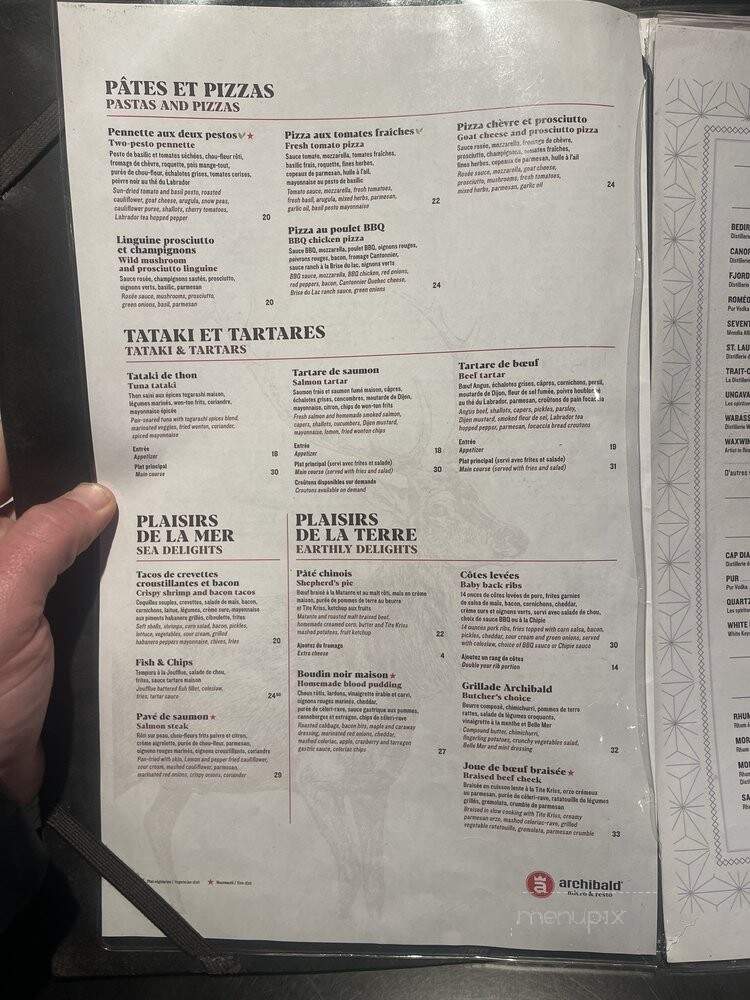 Archibald Microbrasserie - Lac-Beauport, QC menu_pic
