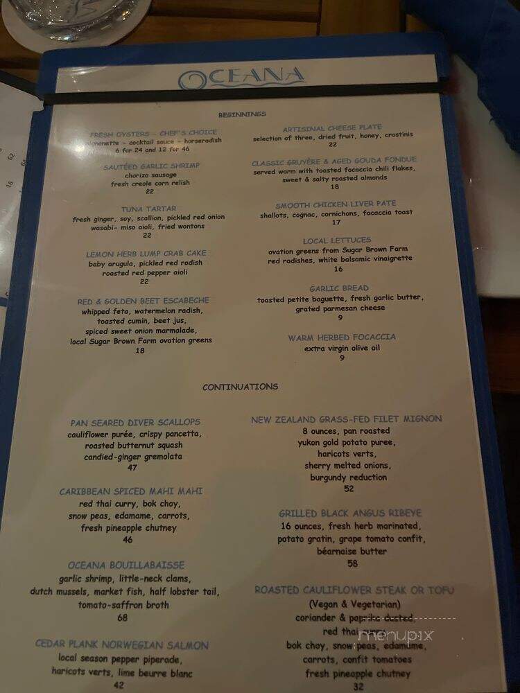 Oceana J & T Family Restaurant - Queen Charlotte, BC menu_pic