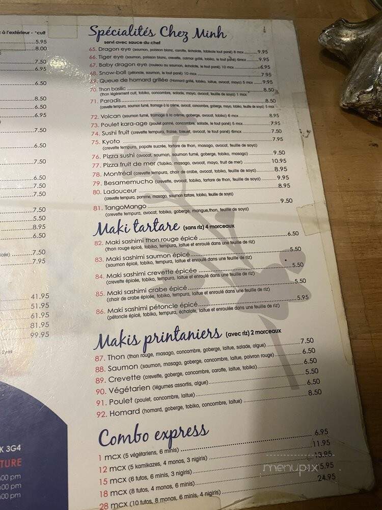 Chez Minh Restaurant - Laval, QC menu_pic