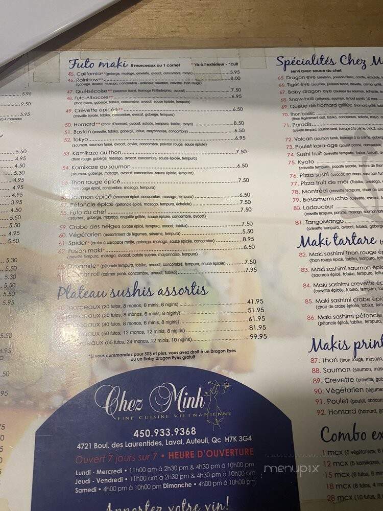 Chez Minh Restaurant - Laval, QC menu_pic