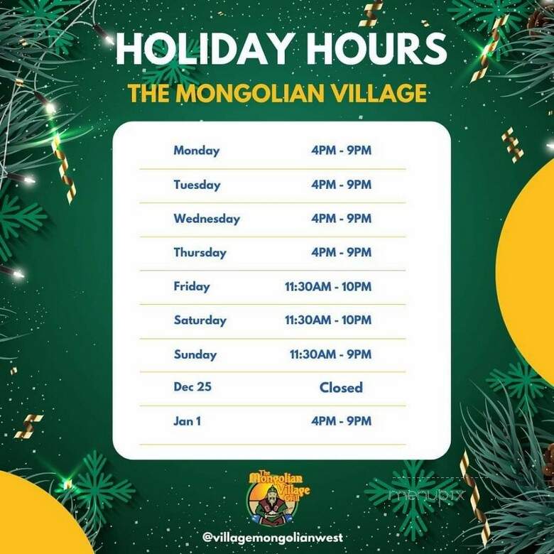 The Mongolian Village Restaurant - Ottawa, ON menu_pic