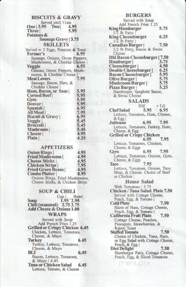 Smitty's Family Restaurant - King Kirkland, ON menu_pic