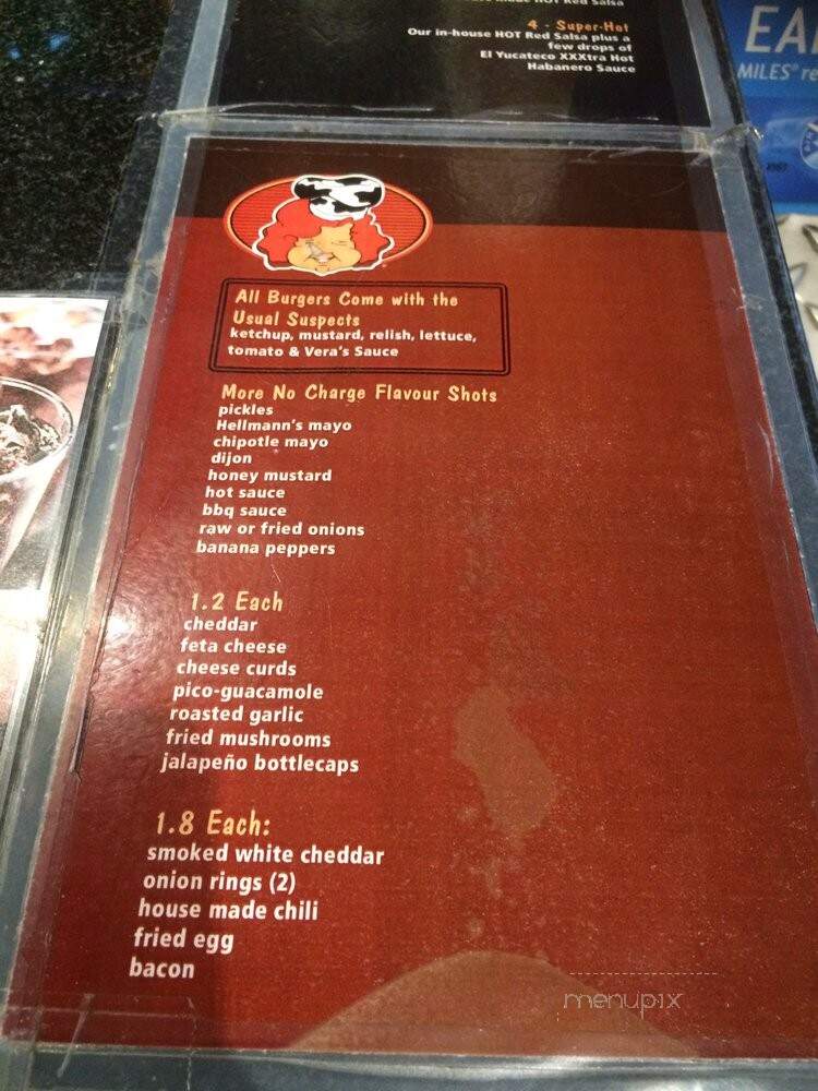 Vera's Burger Shack - Vancouver, BC menu_pic