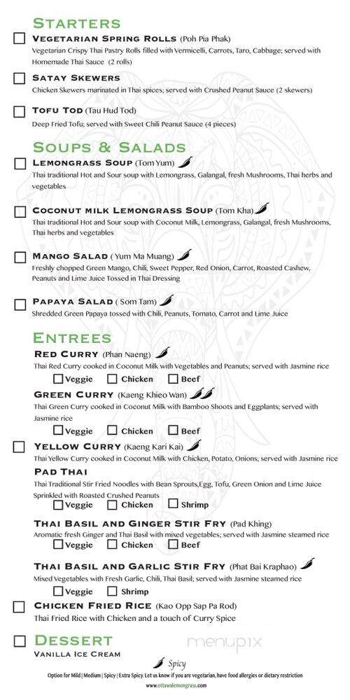 Lemon Grass - Ottawa, ON menu_pic
