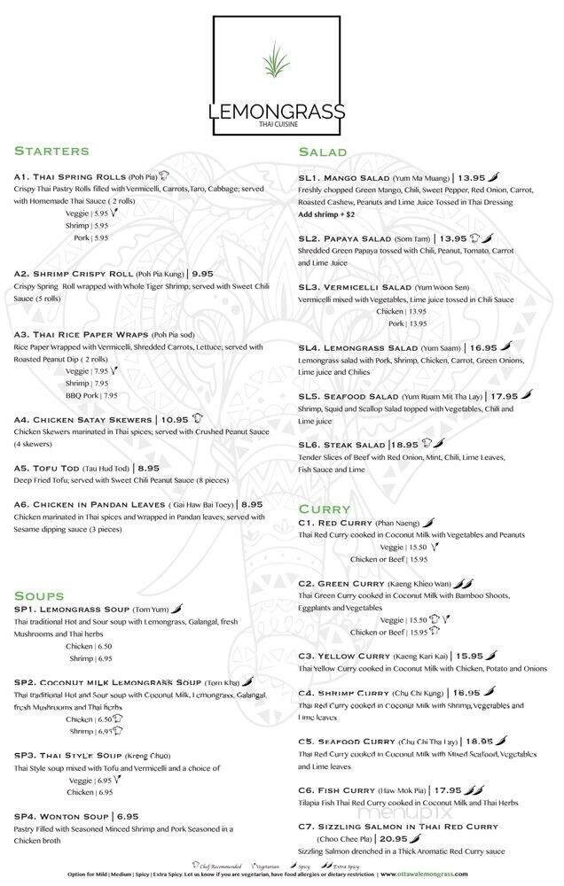 Lemon Grass - Ottawa, ON menu_pic