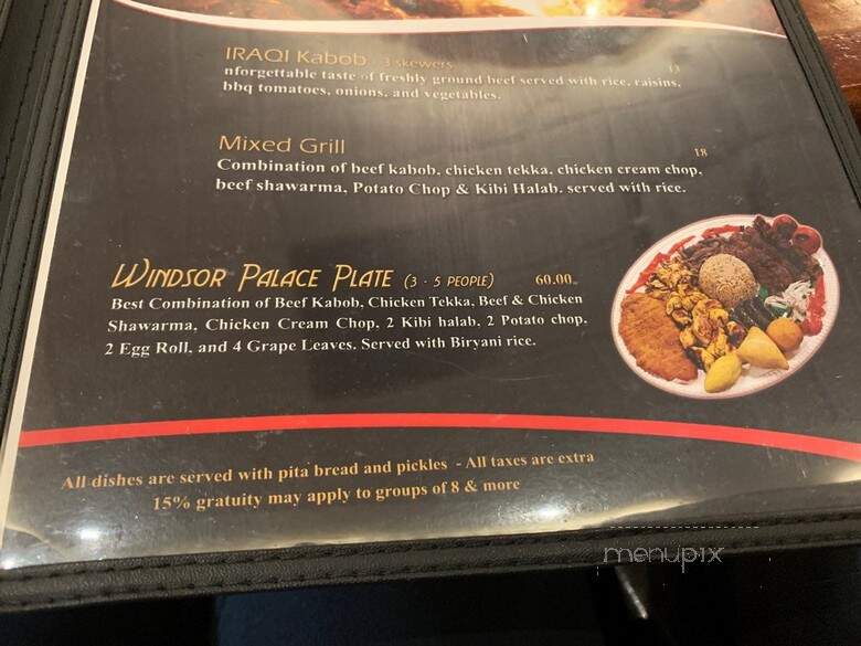 Windsor Palace Restaurant - Windsor, ON menu_pic