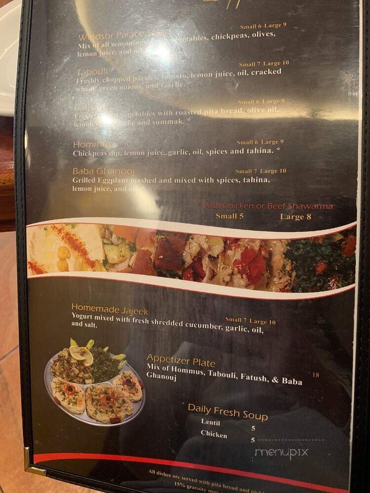 Windsor Palace Restaurant - Windsor, ON menu_pic