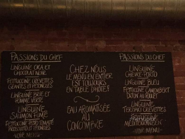 Restaurant Mozza Pates Et Passions - Montreal, QC menu_pic