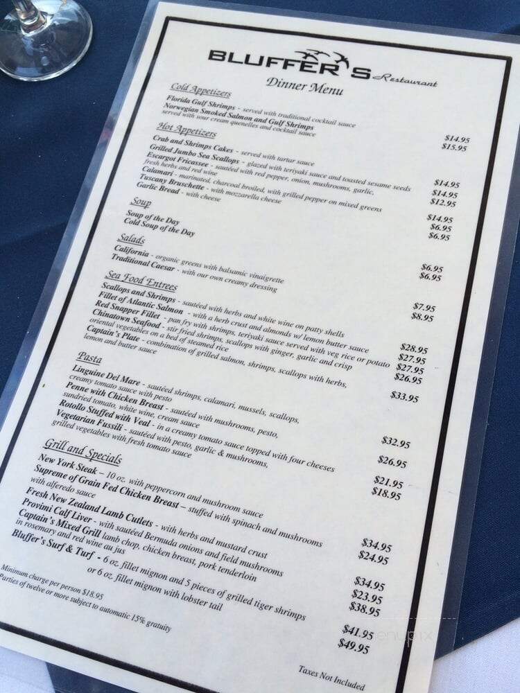 Bluffers - Toronto, ON menu_pic