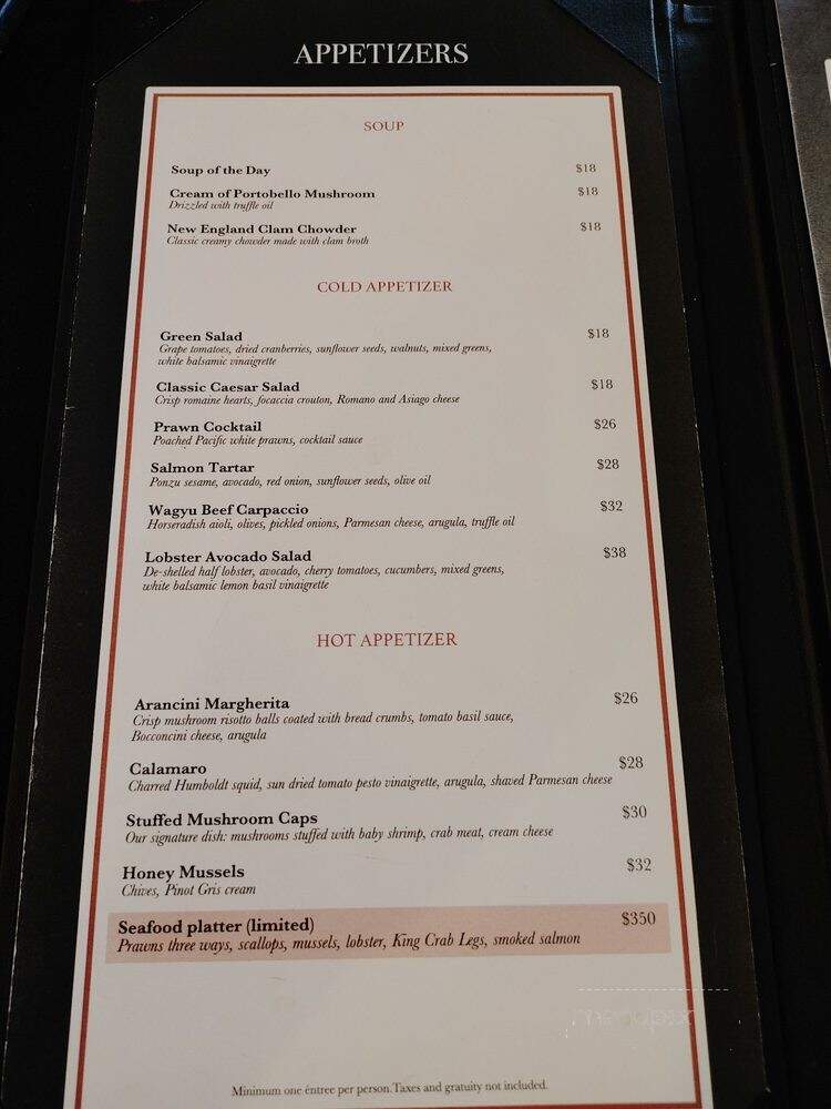 Top of Vancouver Revolving Restaurant - Vancouver, BC menu_pic