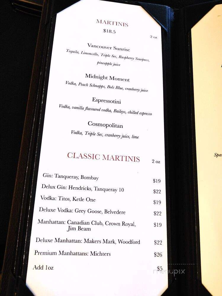 Top of Vancouver Revolving Restaurant - Vancouver, BC menu_pic