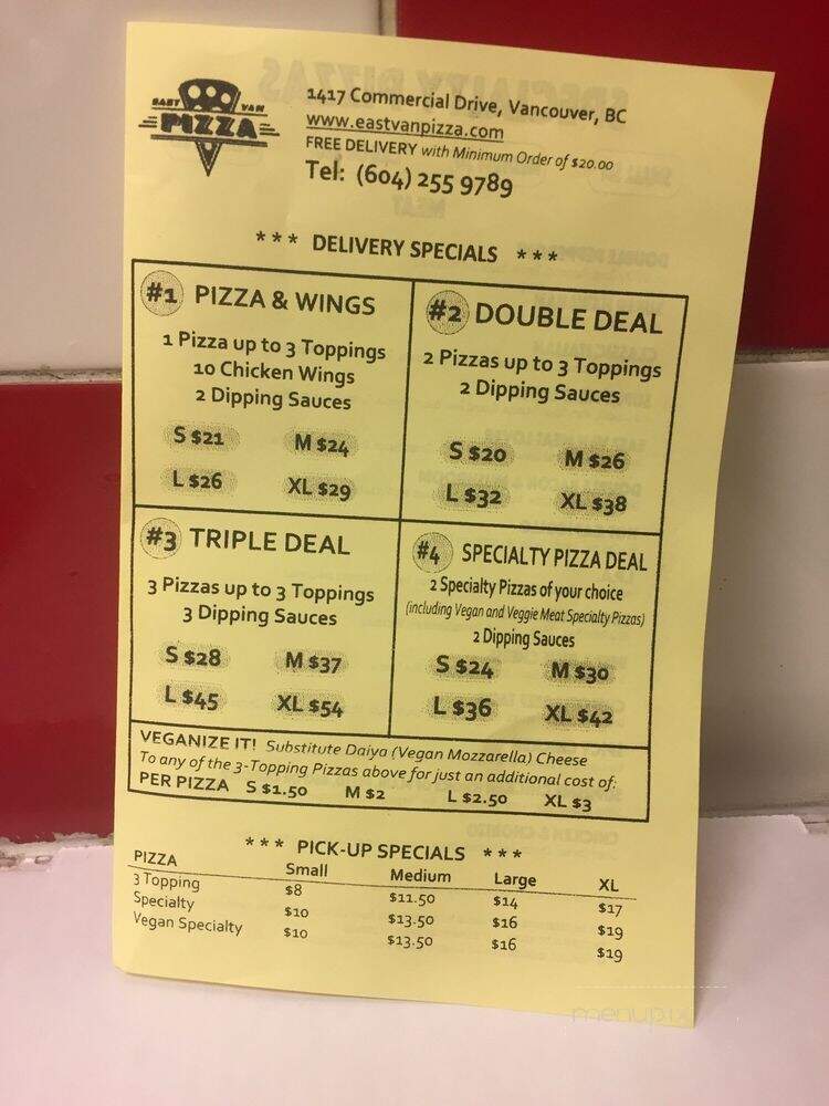4 Brothers Pizza - Vancouver, BC menu_pic
