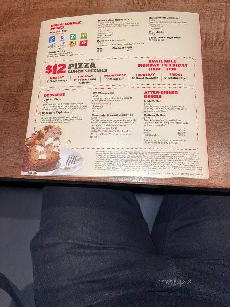 Boston Pizza - Fort Mcmurray, AB menu_pic