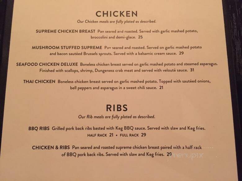 Keg Steakhouse & Bar - Toronto, ON menu_pic