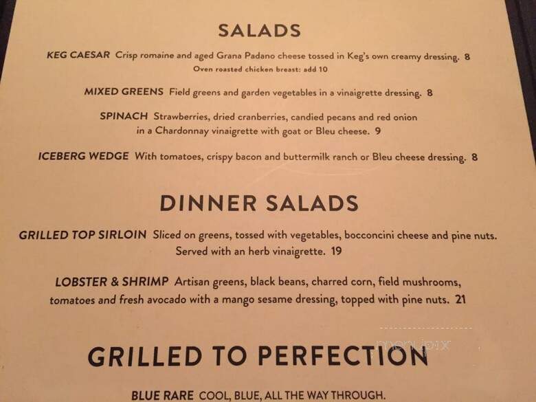 Keg Steakhouse & Bar - Toronto, ON menu_pic