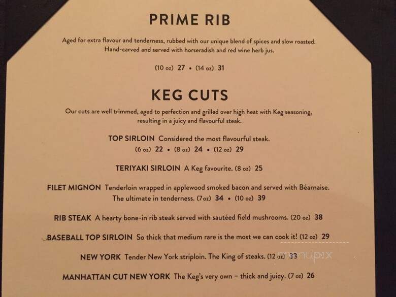 Keg Steakhouse & Bar - Toronto, ON menu_pic