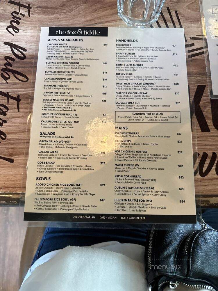 Fox and Fiddle - Toronto, ON menu_pic
