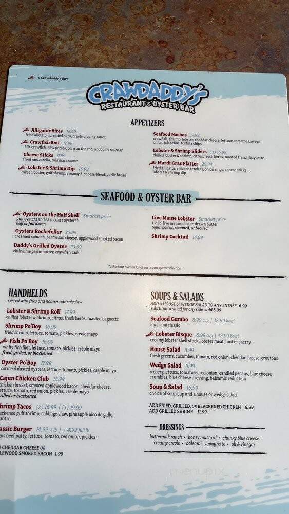 Crawdaddy's On The Beach - Turkey Point, ON menu_pic