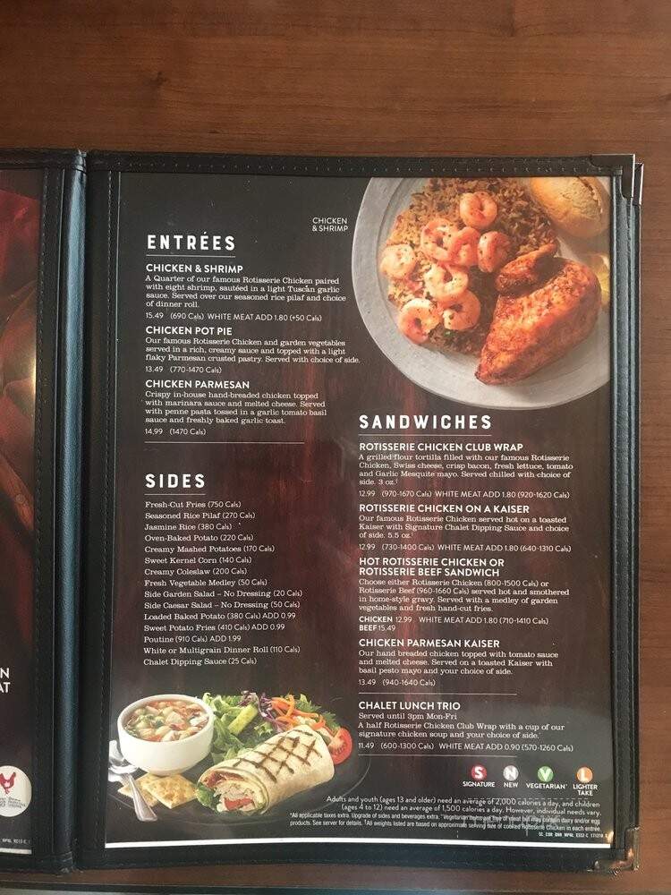 Swiss Chalet Rotisserie & Grill - Saint Catharines, ON menu_pic