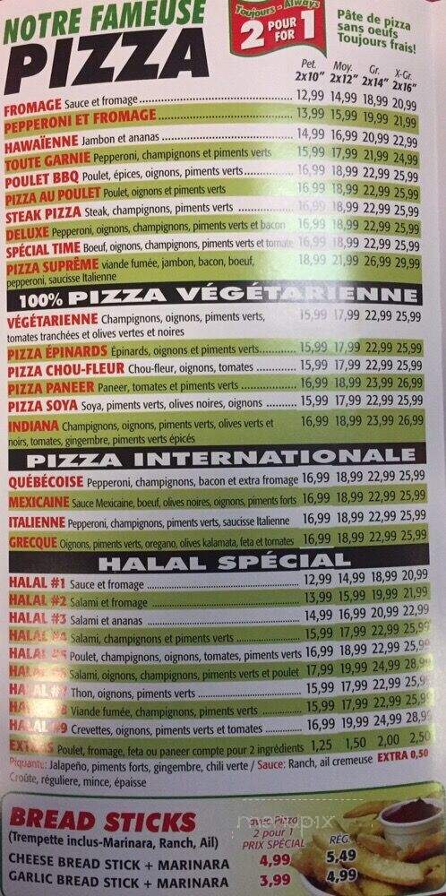 Pizza Time - Lasalle, QC menu_pic