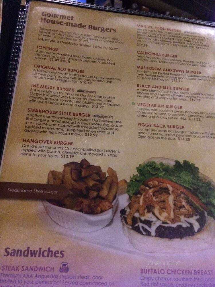 Alibi Roadhouse Inc - London, ON menu_pic