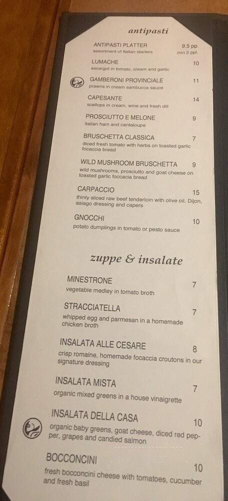 Lanotte Restaurant - Vancouver, BC menu_pic