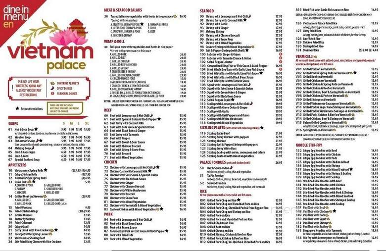 Vietnam Palace Restaurant - Ottawa, ON menu_pic