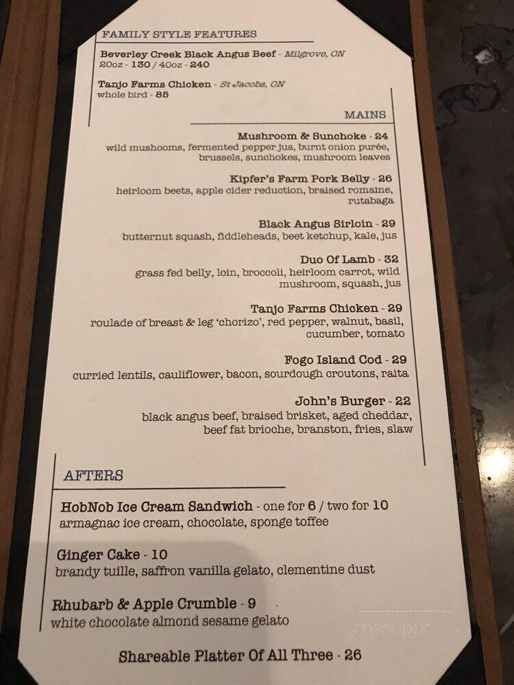 Marben - Toronto, ON menu_pic