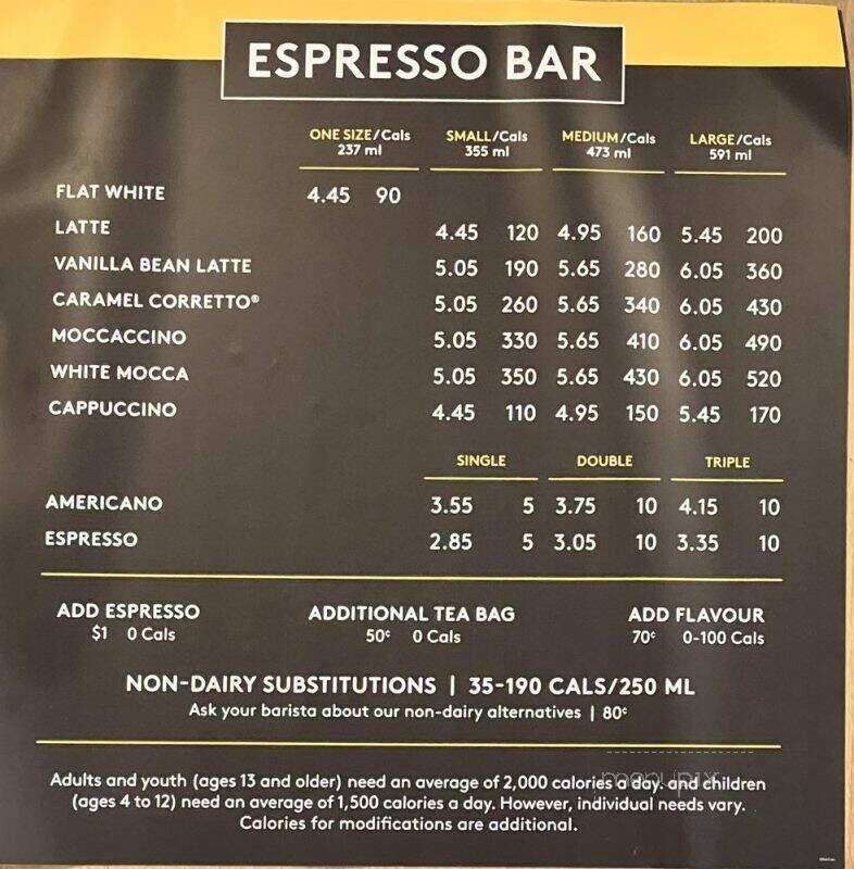 Second Cup - Toronto, ON menu_pic