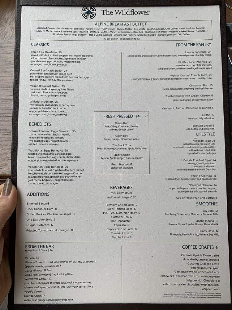 Wildflower Restaurant - Whistler, BC menu_pic