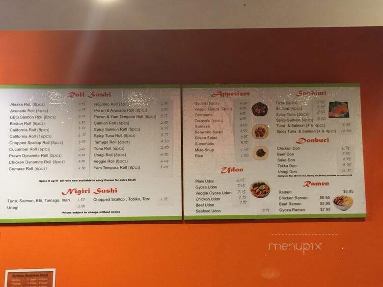 Sushigo - Vancouver, BC menu_pic