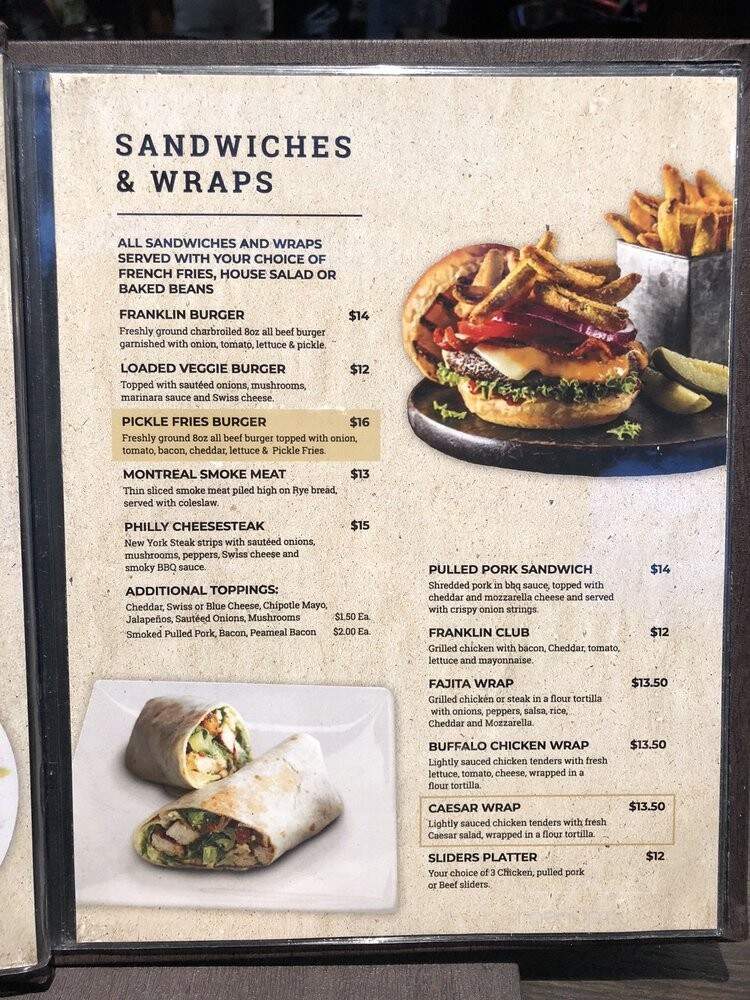 The Franklin House - Mississauga, ON menu_pic