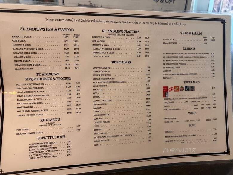 St. Andrews Fish and Chips - Toronto, ON menu_pic
