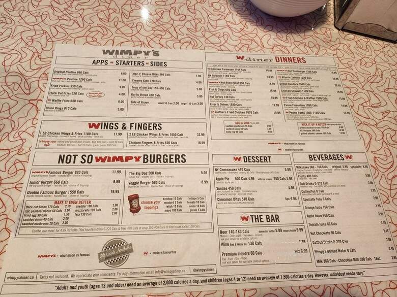 Wimpy's Diner - Markham, ON menu_pic