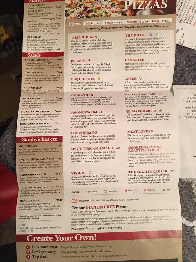 Me-N-Ed's Pizza Parlor - Port Coquitlam, BC menu_pic