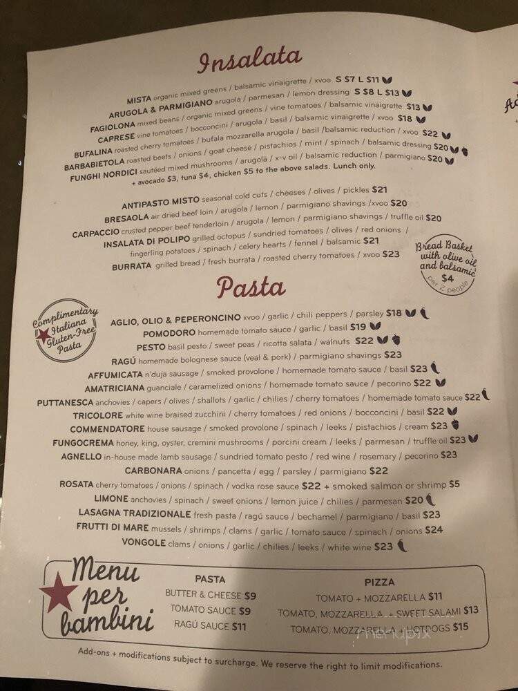 Mangia and Bevi Resto-Bar - Toronto, ON menu_pic