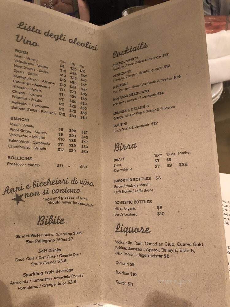 Mangia and Bevi Resto-Bar - Toronto, ON menu_pic
