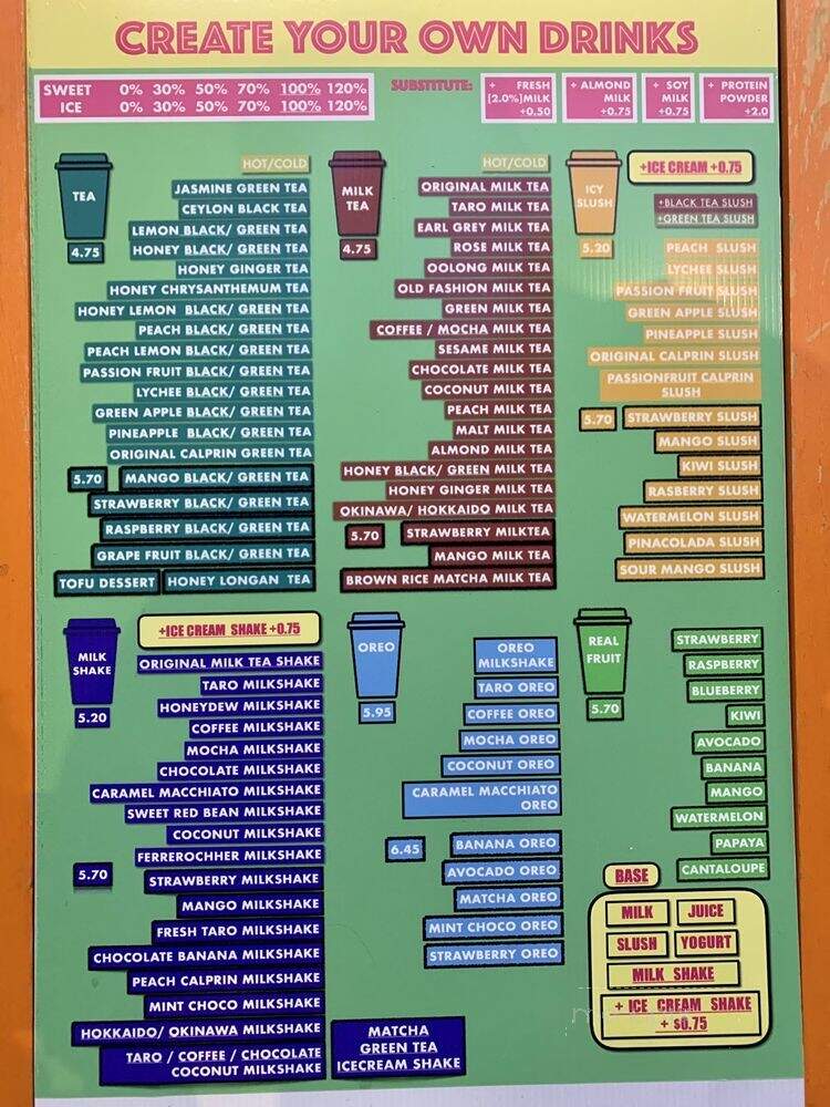 Bubble World - Vancouver, BC menu_pic